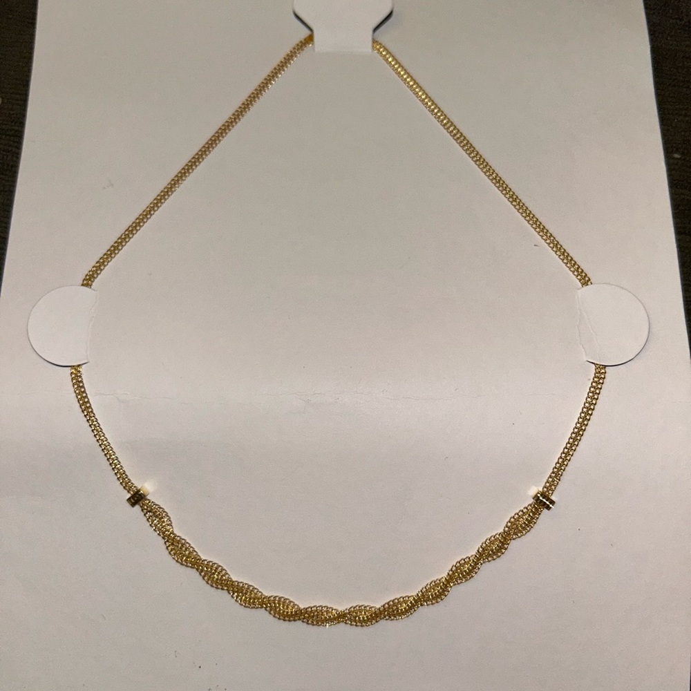 NEW SOLID 10K YG Necklace Yellow Gold Double Curb Link Braided Design Chain 10k - Picture 10 of 15